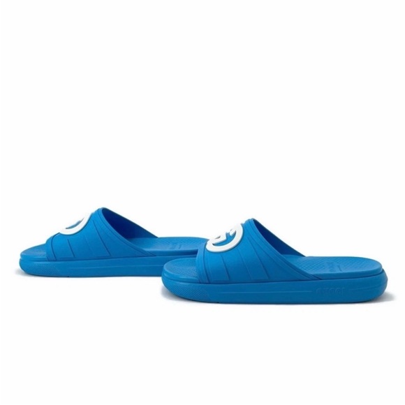 Gucci Mens Bright Blue Logo Slides brand new in box and dust bags - Picture 2 of 4
